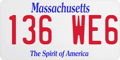 MA license plate 136WE6
