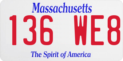 MA license plate 136WE8