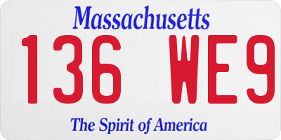 MA license plate 136WE9