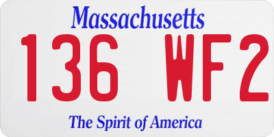 MA license plate 136WF2