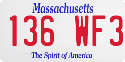 MA license plate 136WF3