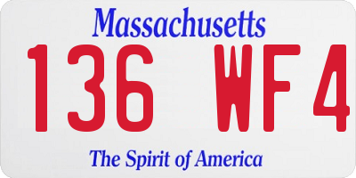 MA license plate 136WF4