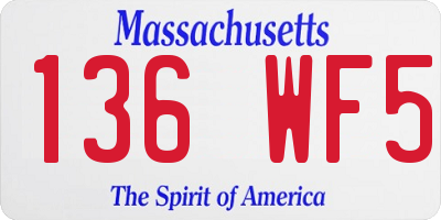 MA license plate 136WF5