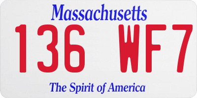 MA license plate 136WF7