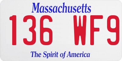 MA license plate 136WF9