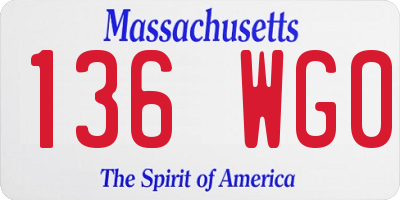 MA license plate 136WG0