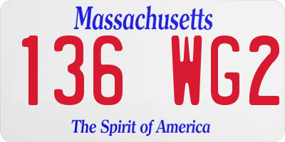 MA license plate 136WG2
