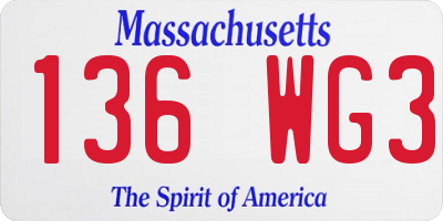 MA license plate 136WG3