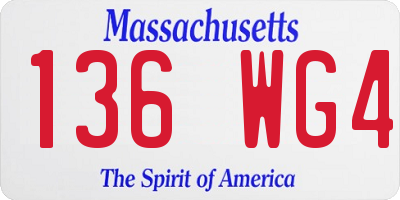 MA license plate 136WG4