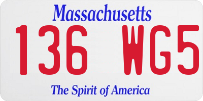 MA license plate 136WG5