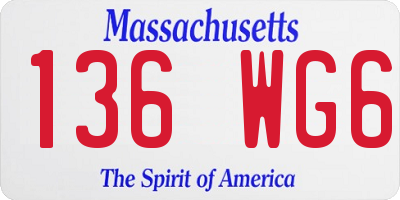 MA license plate 136WG6