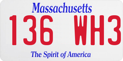 MA license plate 136WH3