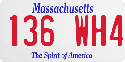 MA license plate 136WH4