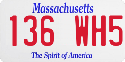 MA license plate 136WH5