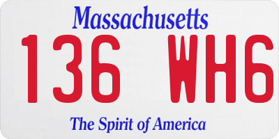 MA license plate 136WH6