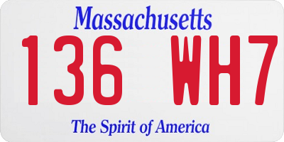 MA license plate 136WH7