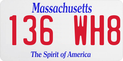 MA license plate 136WH8