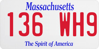 MA license plate 136WH9