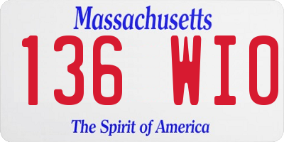 MA license plate 136WI0