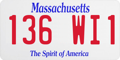 MA license plate 136WI1