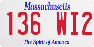 MA license plate 136WI2