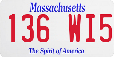 MA license plate 136WI5