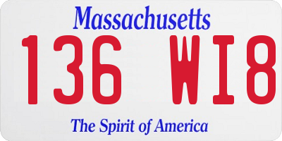 MA license plate 136WI8