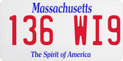 MA license plate 136WI9