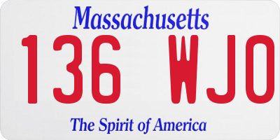 MA license plate 136WJ0