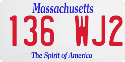 MA license plate 136WJ2