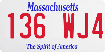 MA license plate 136WJ4