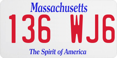 MA license plate 136WJ6