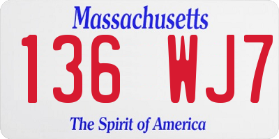 MA license plate 136WJ7