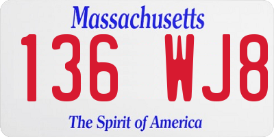 MA license plate 136WJ8