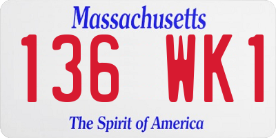 MA license plate 136WK1