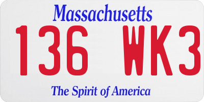 MA license plate 136WK3