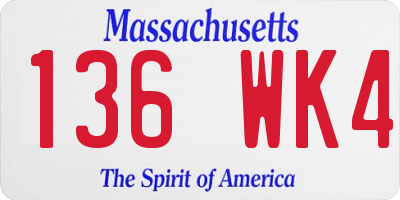 MA license plate 136WK4