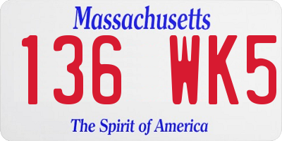 MA license plate 136WK5