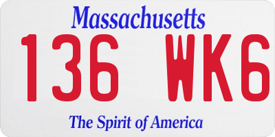 MA license plate 136WK6