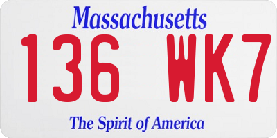 MA license plate 136WK7