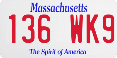 MA license plate 136WK9