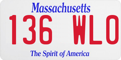 MA license plate 136WL0