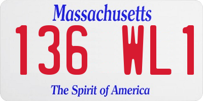 MA license plate 136WL1