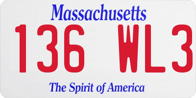MA license plate 136WL3