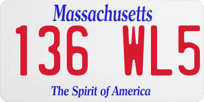 MA license plate 136WL5