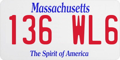 MA license plate 136WL6