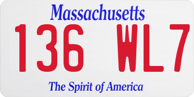 MA license plate 136WL7