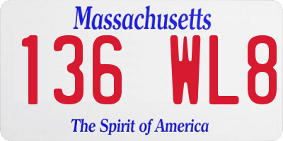 MA license plate 136WL8