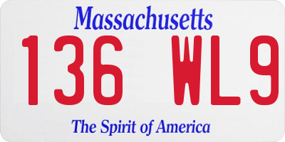 MA license plate 136WL9