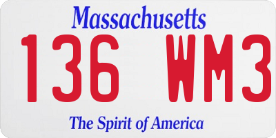 MA license plate 136WM3